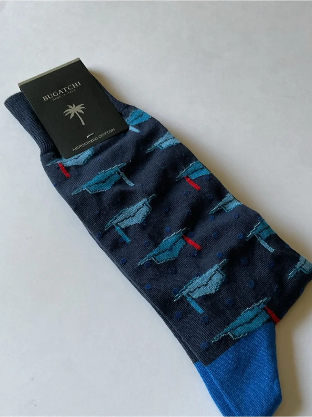 BUGATCHI MENS COTTON SOCKS GRADUATION THEME BLUE CAPS RED TASSELS OS NWT